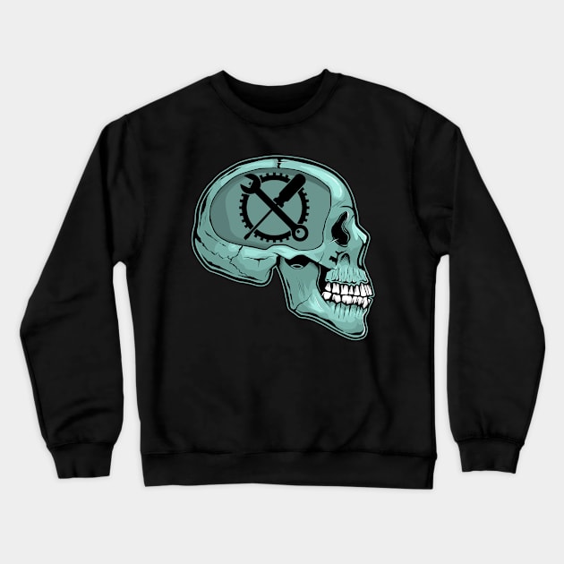 Funny Mechanic Skull Auto Repair Shop and Garage Owner Crewneck Sweatshirt by Acroxth